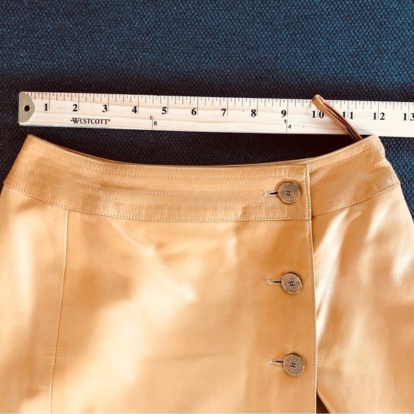 Chanel Caramel Lamb Leather CC buttons Midi Skirt 2 - Picture 7 of 8